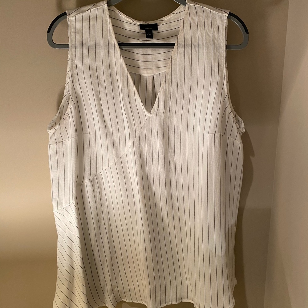 EUC cream and black striped sleeveless blouse XXL